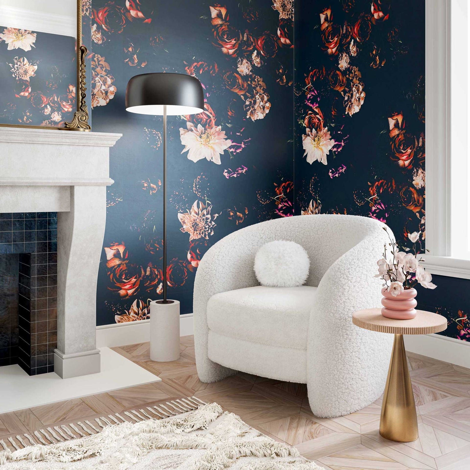 Neptune Sheepskin Round Pillow White