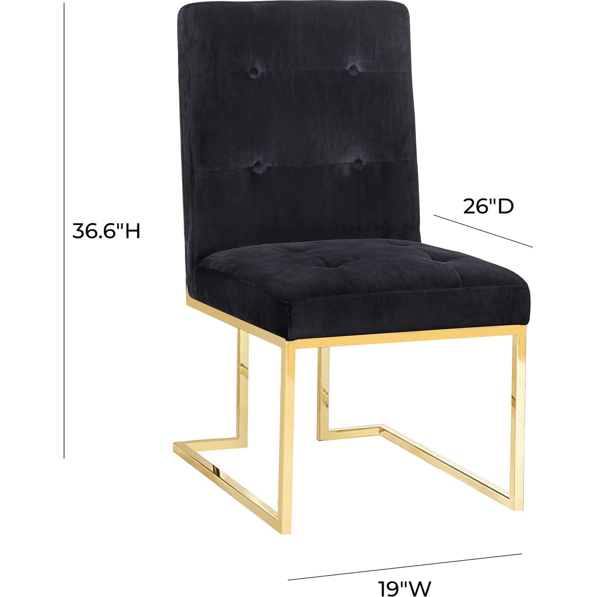 Akito Velvet Chair Black (Set of 2)