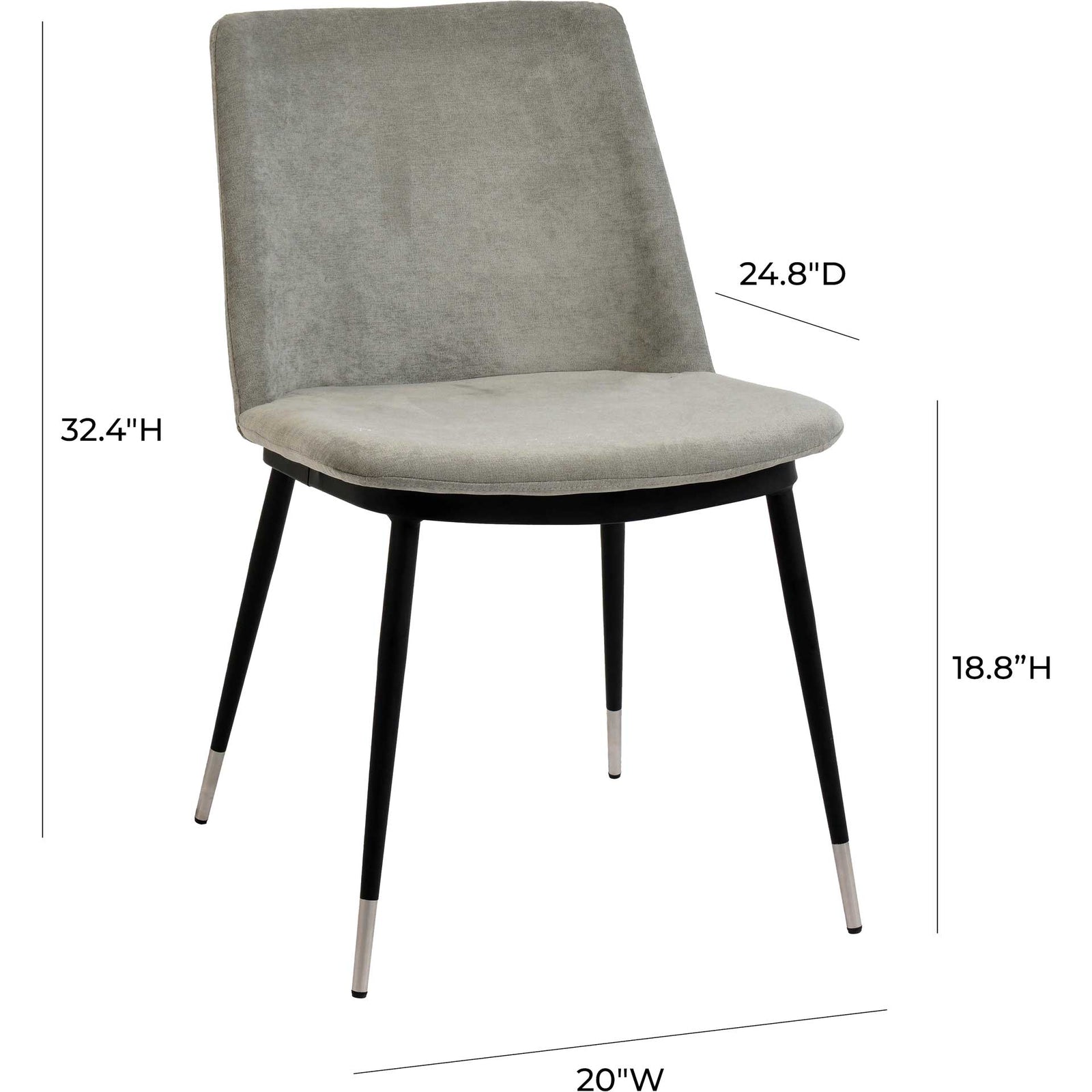 Eventide Silver Legs Velvet Chair Gray (Set of 2)