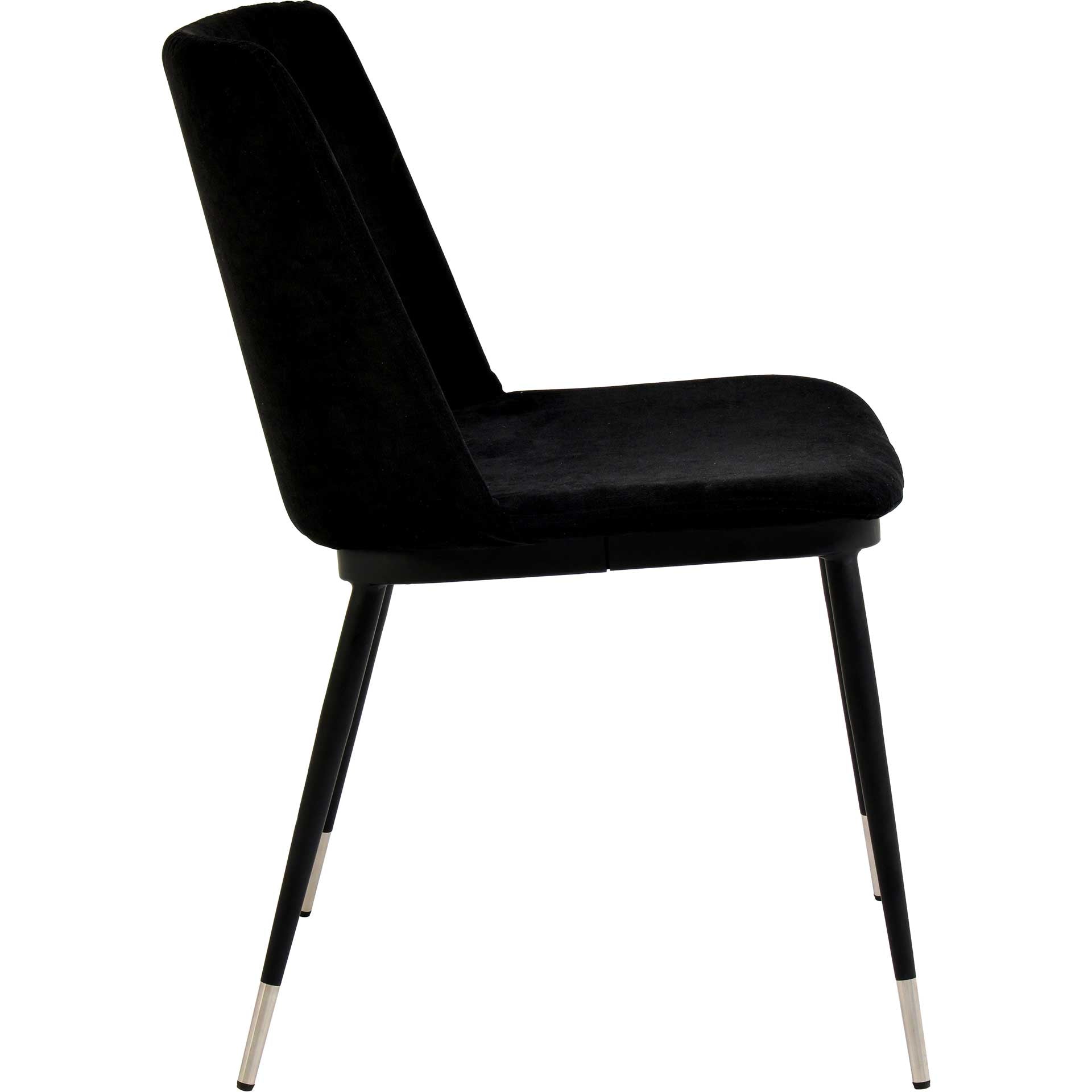 Eventide Silver Legs Velvet Chair Black (Set of 2)