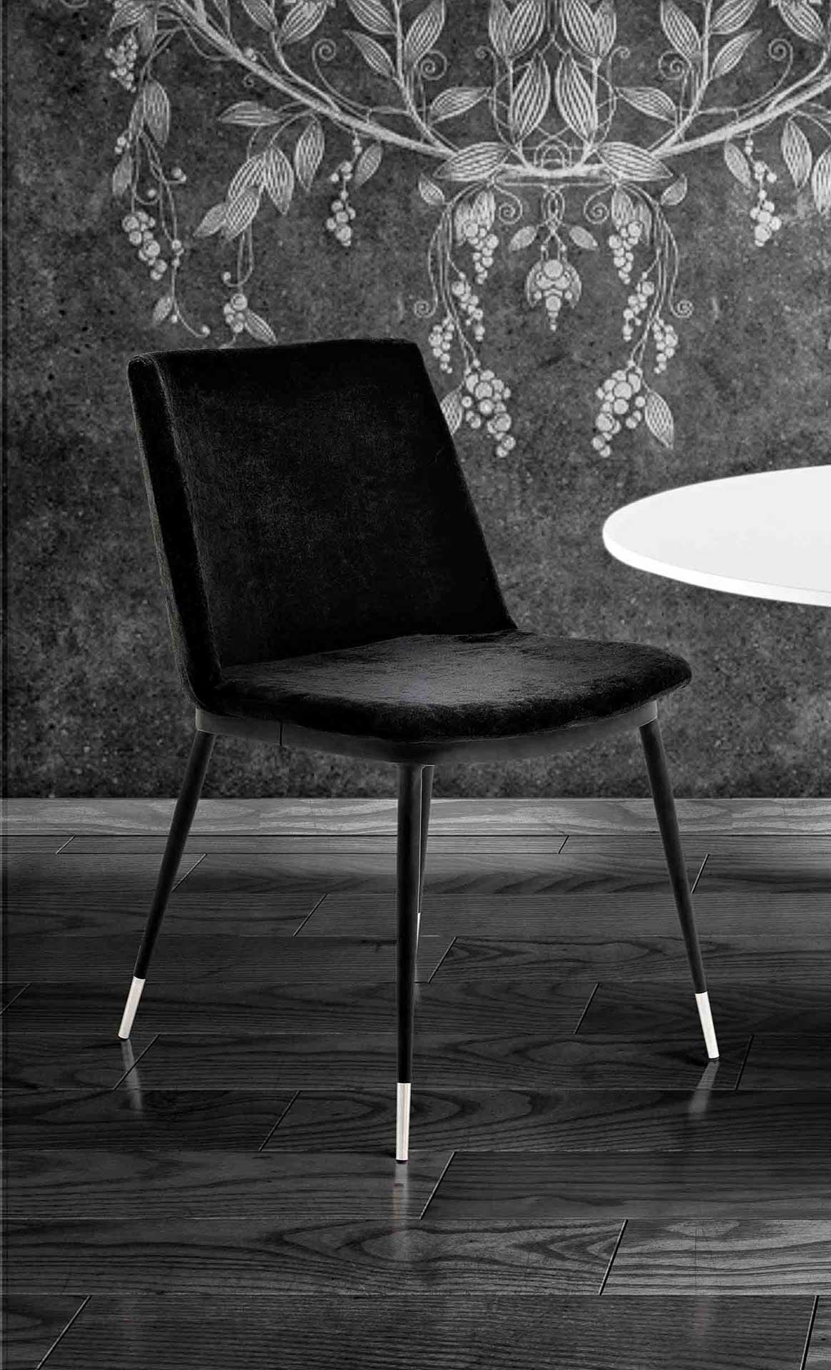 Eventide Silver Legs Velvet Chair Black (Set of 2)