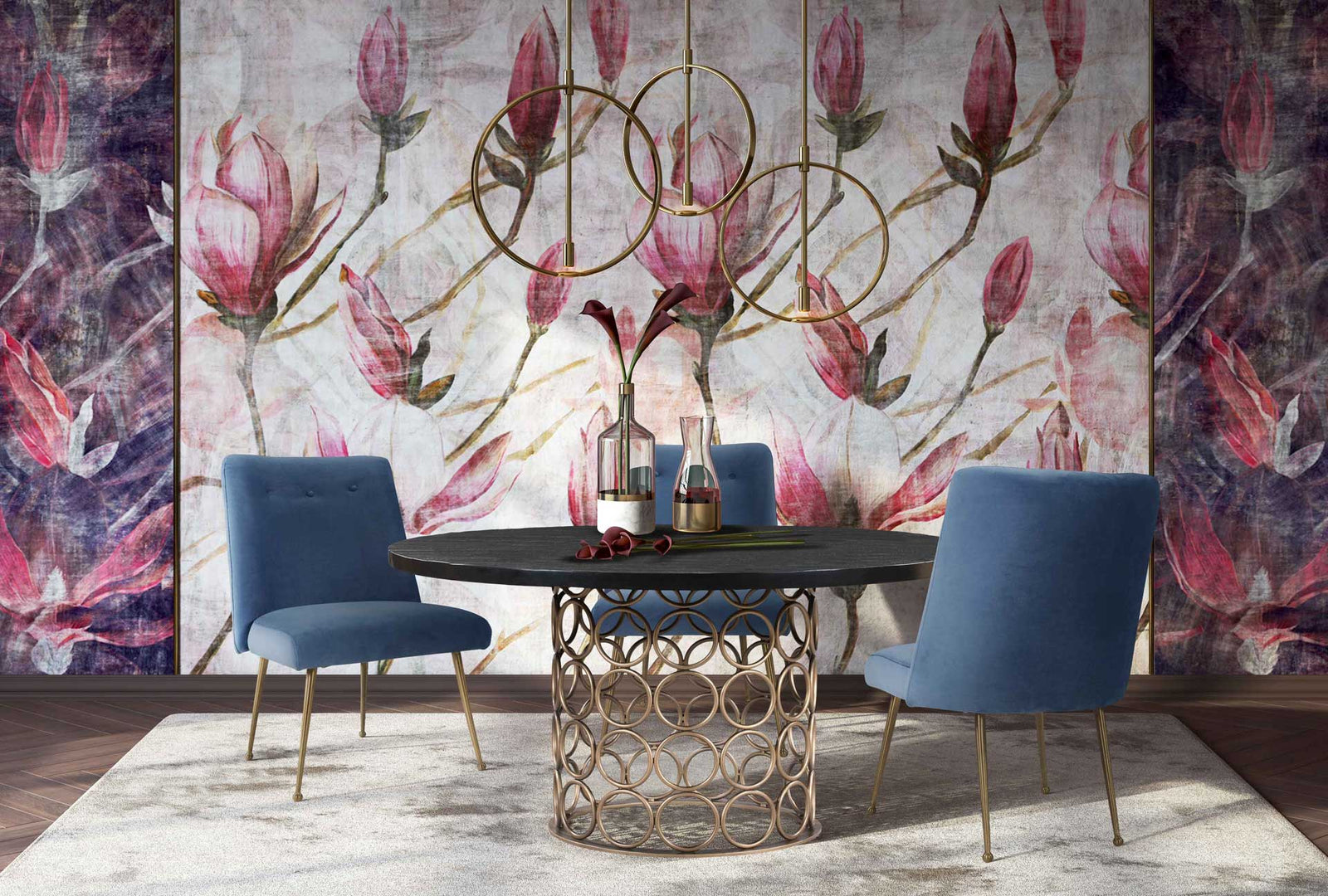 Vada Brass Round Dining Table Black/Brass