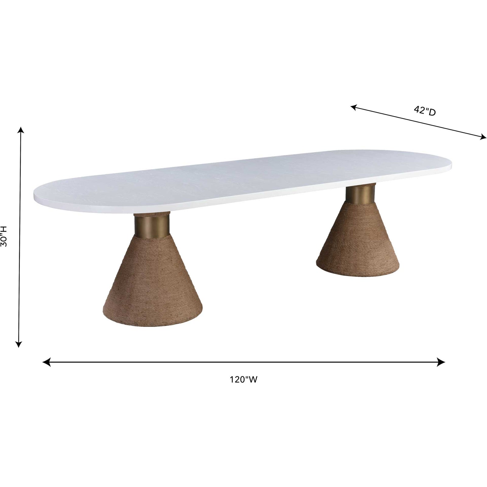 Riley Rope Oval Table White/Natural