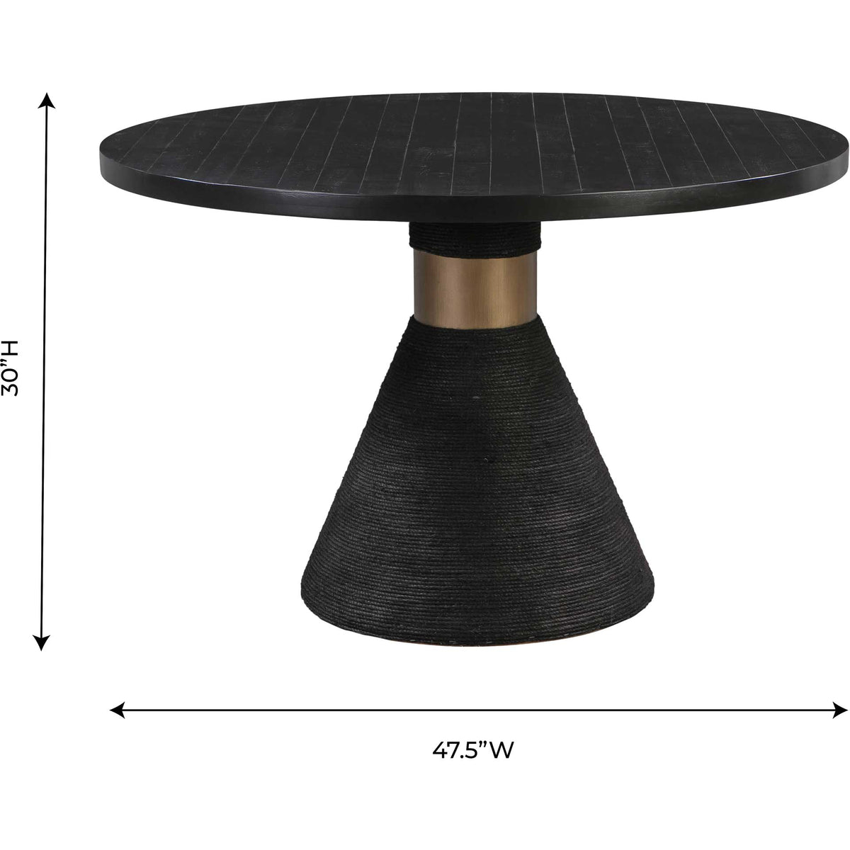 A 47.5-inch round top and 30-inch height make this sculptural table ideal for intimate meals