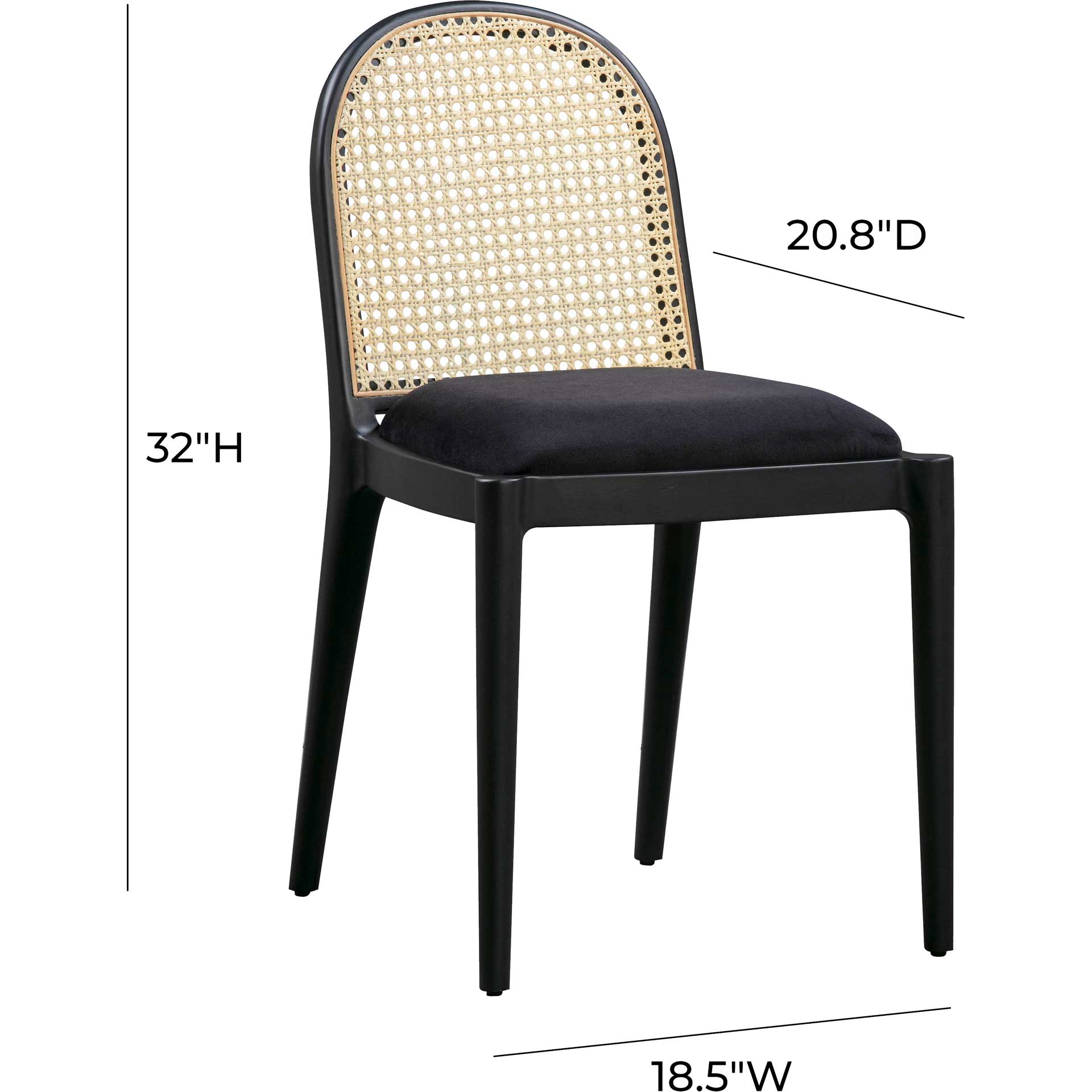 Kory Cane Dining Chair Black