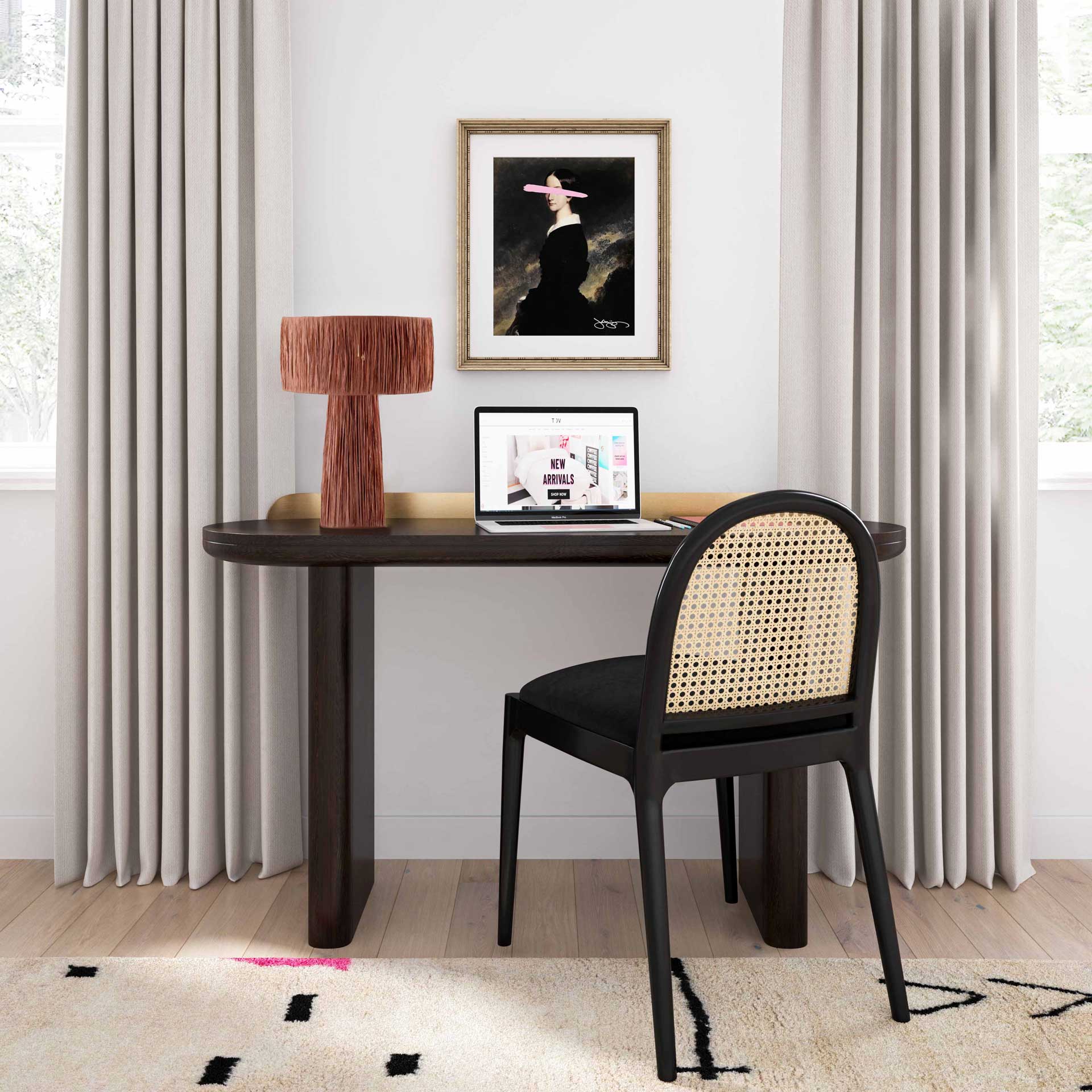 Kory Cane Dining Chair Black