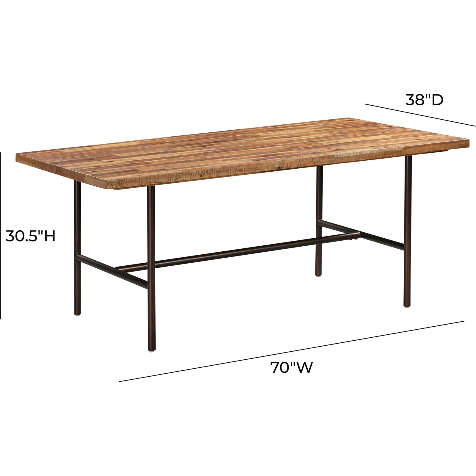 Boston Wooden Dining Table Rustic/Dark Brown
