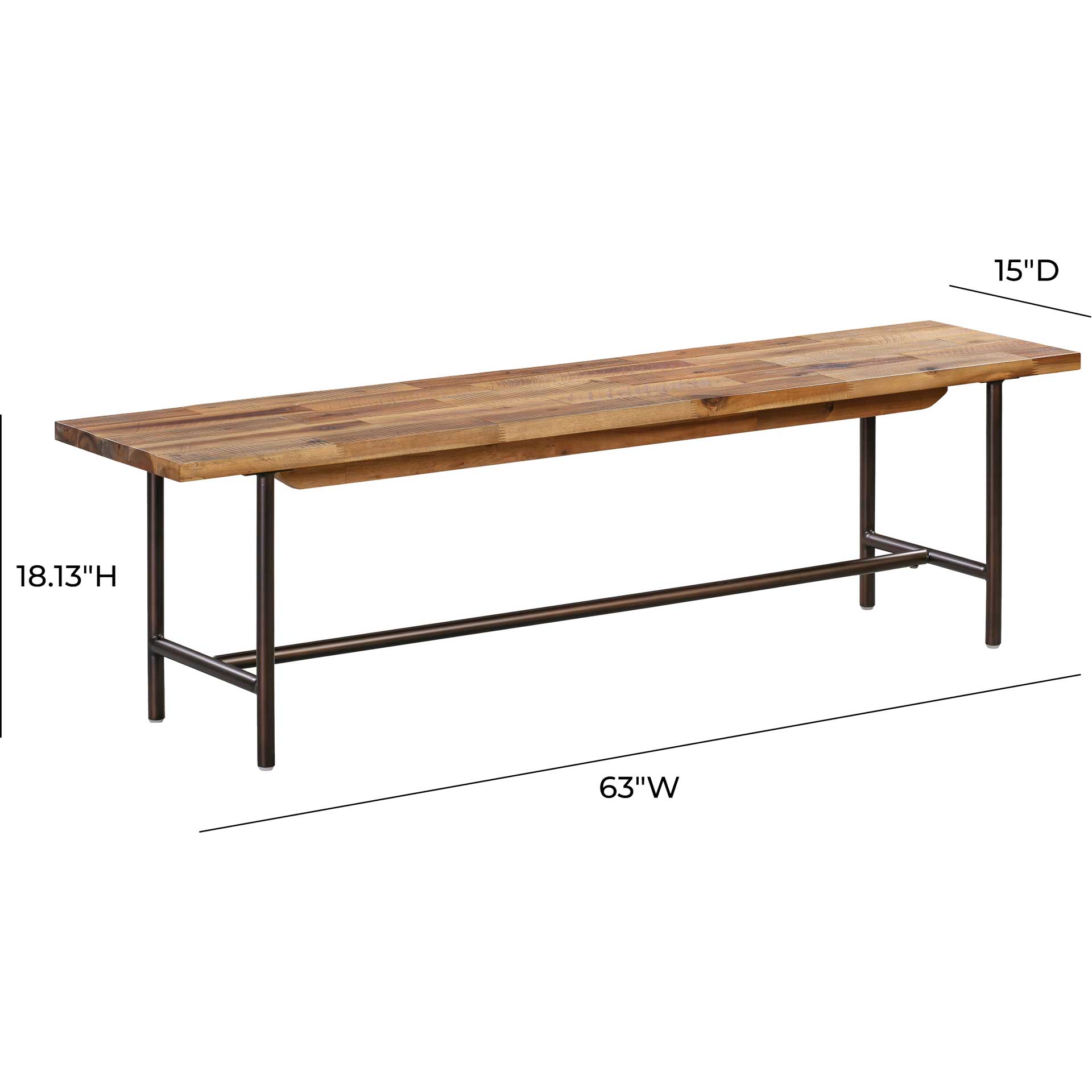 Boston Wooden Bench Rustic/Dark Brown