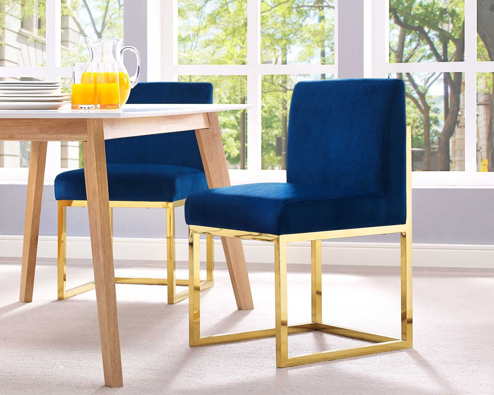 Halyn Velvet Chair Navy