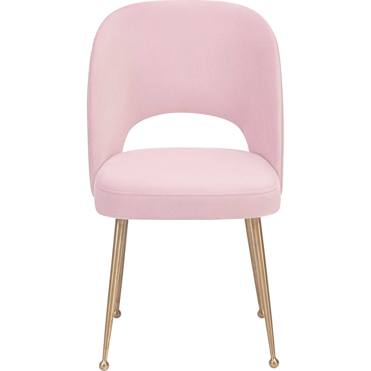 A rounded blush velvet back with an arched cutout frames a generously padded seat || TOV-D61 || front_studio