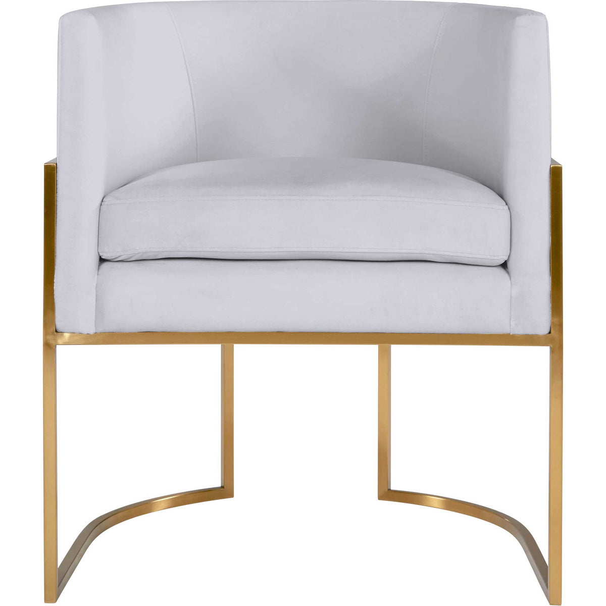 A plush gray velvet seat and padded arms balance the clean lines of an open gold base || TOV-D6301 || front_studio