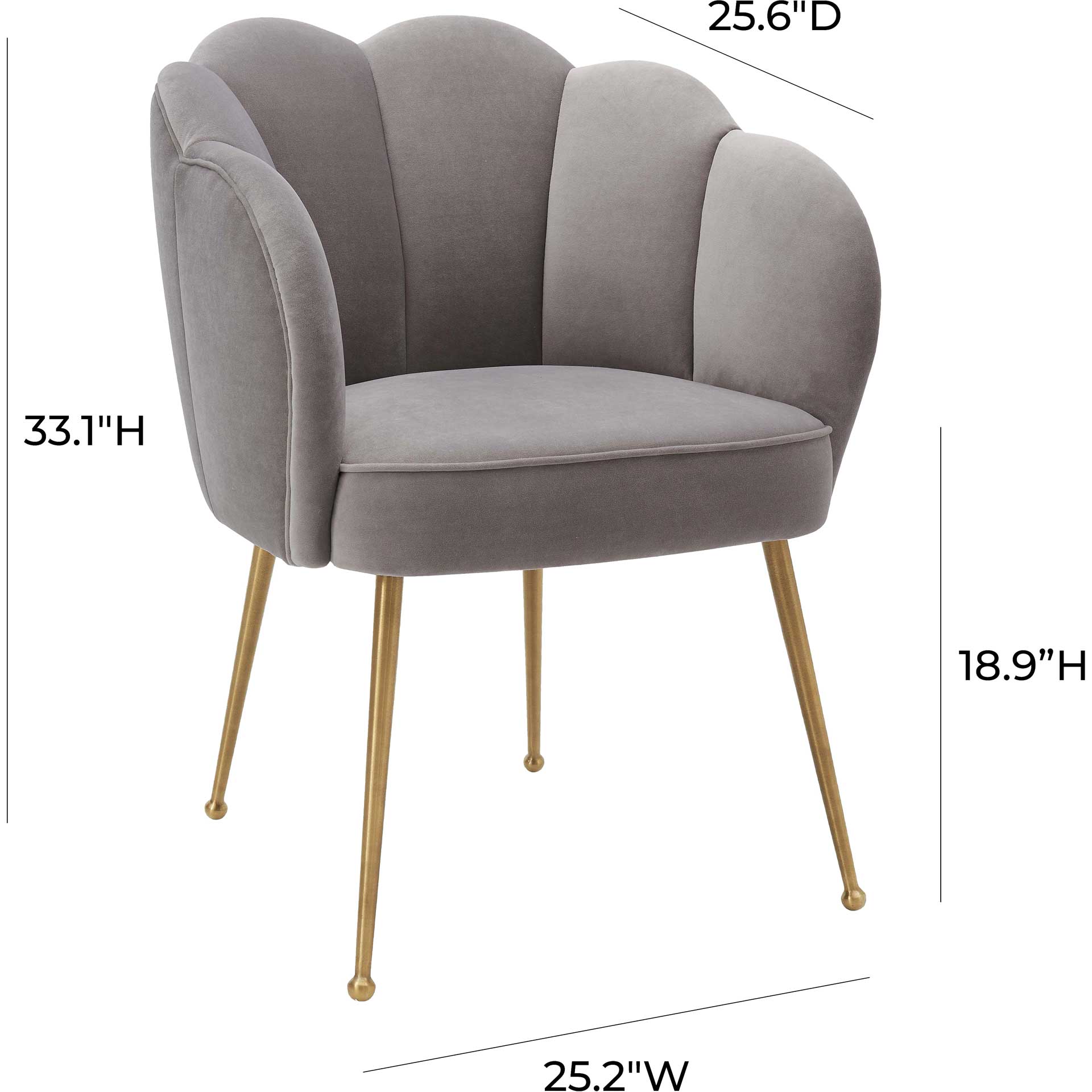 Pebbles Velvet Dining Chair Gray