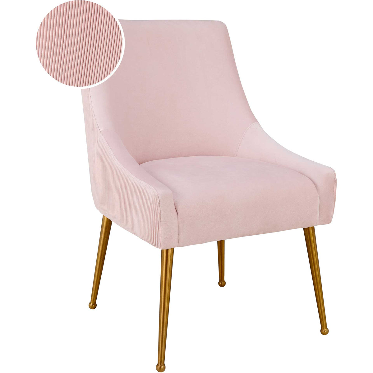 Blush velvet combines a smooth cushioned seat with finely pleated sides for a luxe, tailored finish.