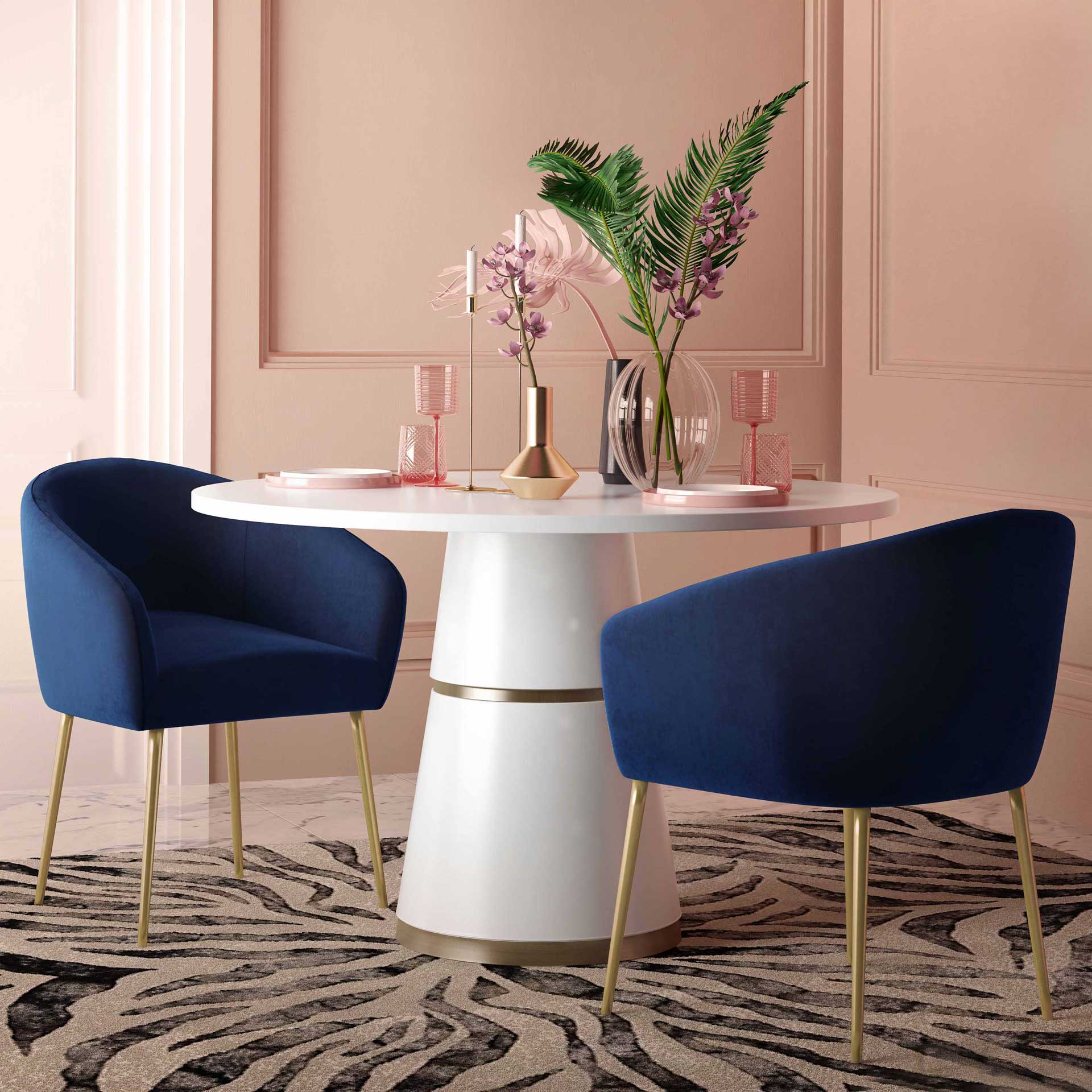 Arlette Velvet Dining Chair Navy