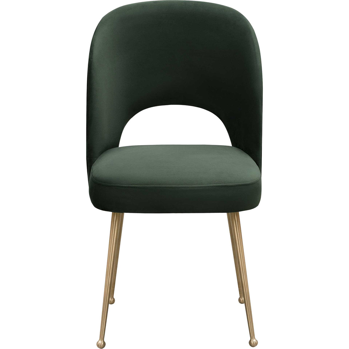 A plush forest green seat and arched back cutout give this armless chair an inviting shape || TOV-D6486 || front_studio