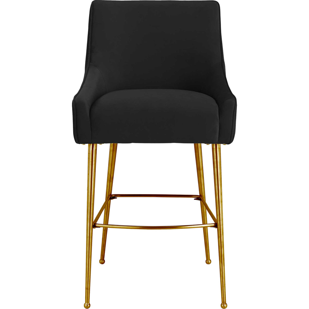 A plush black velvet seat and a gleaming gold footrest bring elegance to bar-height seating || TOV-D68223 || front_studio