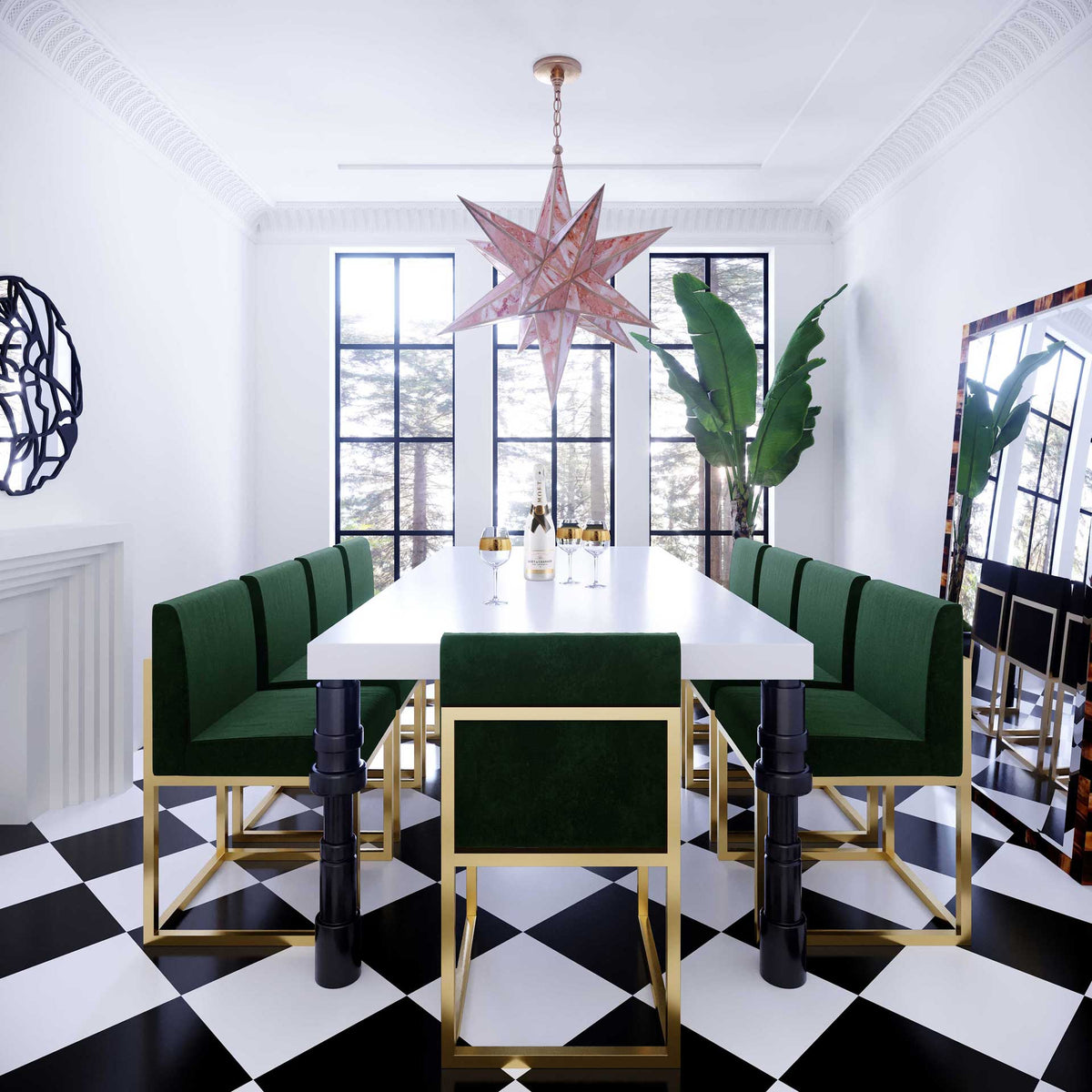 Halyn Velvet Chair Forest Green