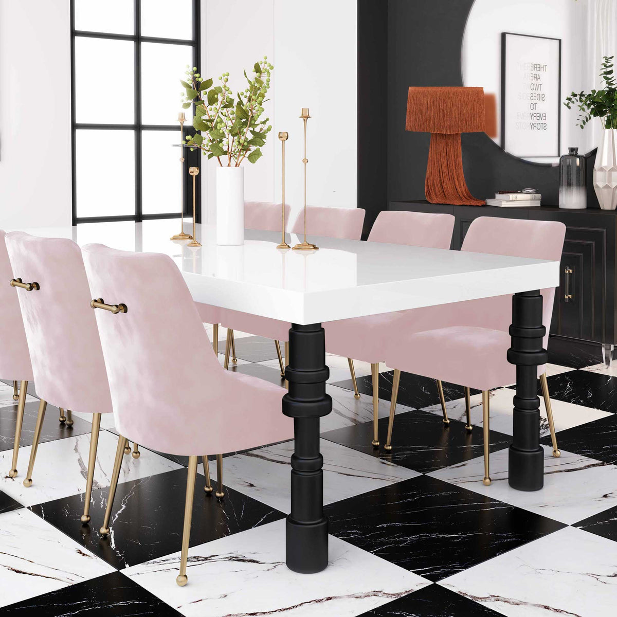 Bordeaux Velvet Side Chair Blush