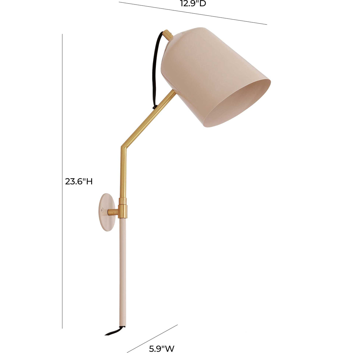 Zachary Wall Sconce Blush/Matte Brass