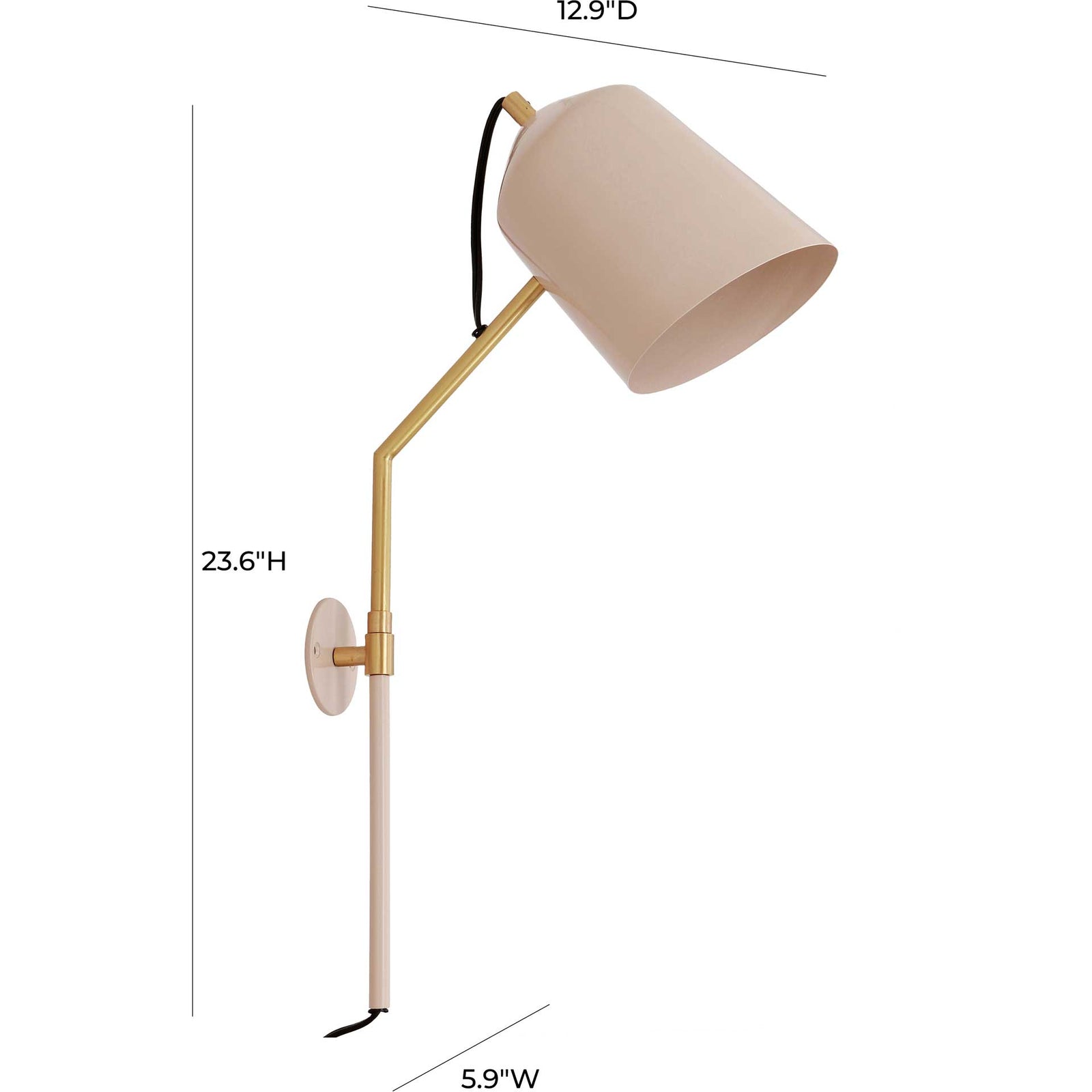 Zachary Wall Sconce Blush/Matte Brass