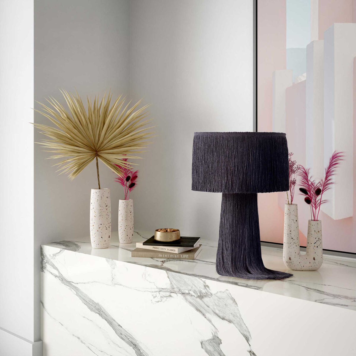 Atlas Tassel Table Lamp Black