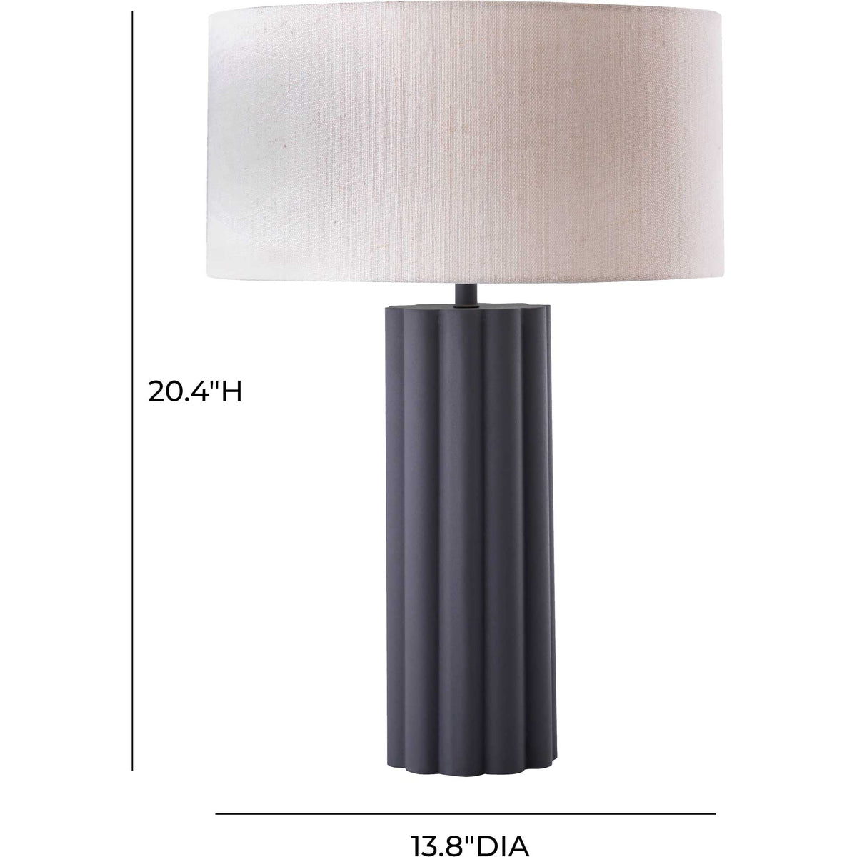 Standing 20.4 inches tall, this lamp pairs a slim gray base with a 13.8-inch-diameter shade.