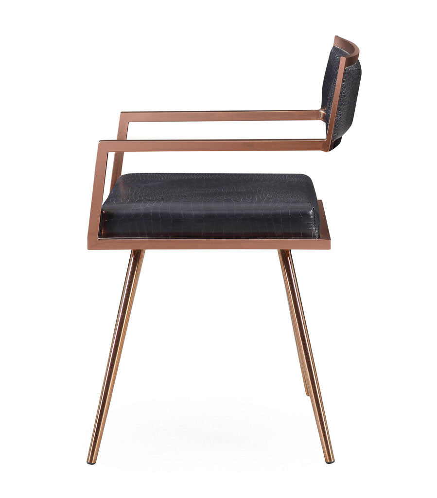 Marion Black Croc Arm Chair (Set of 2)