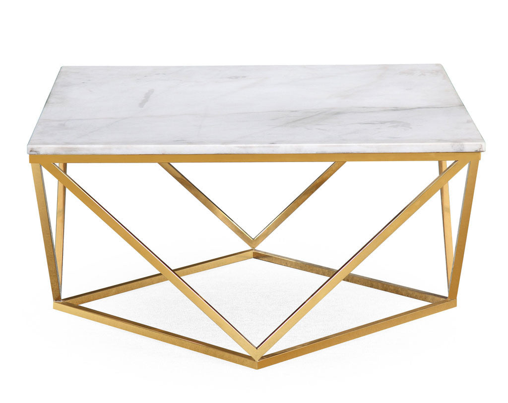 Leo Marble Cocktail Table White