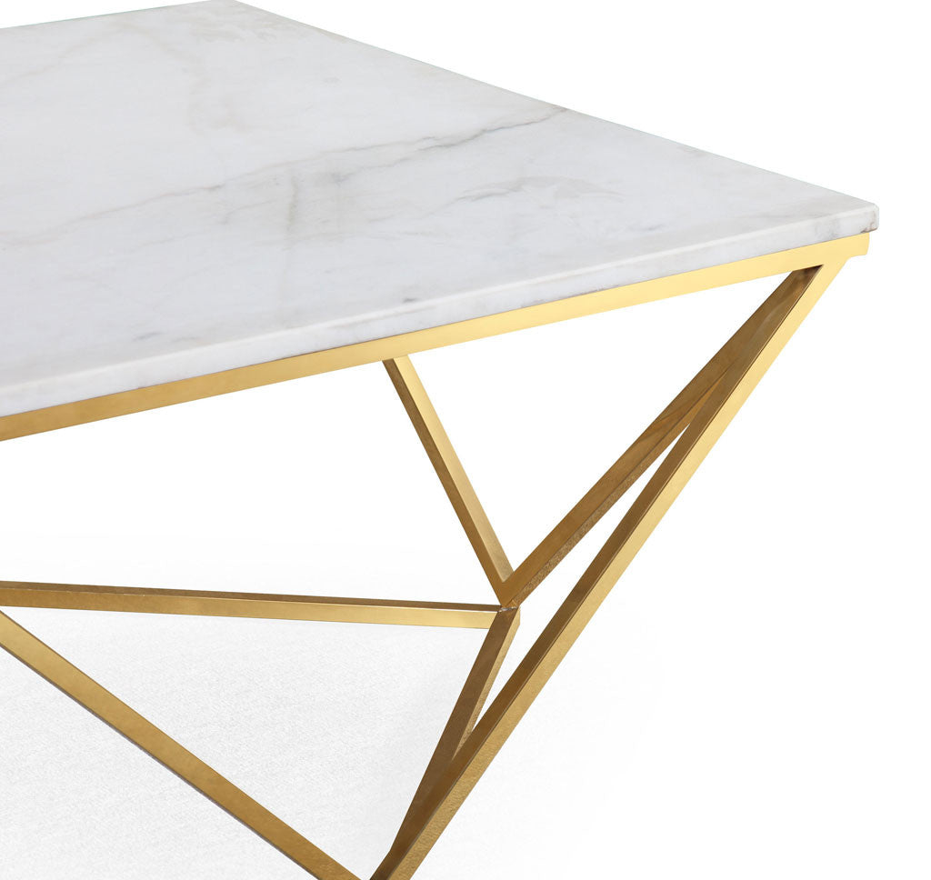 Leo Marble Cocktail Table White