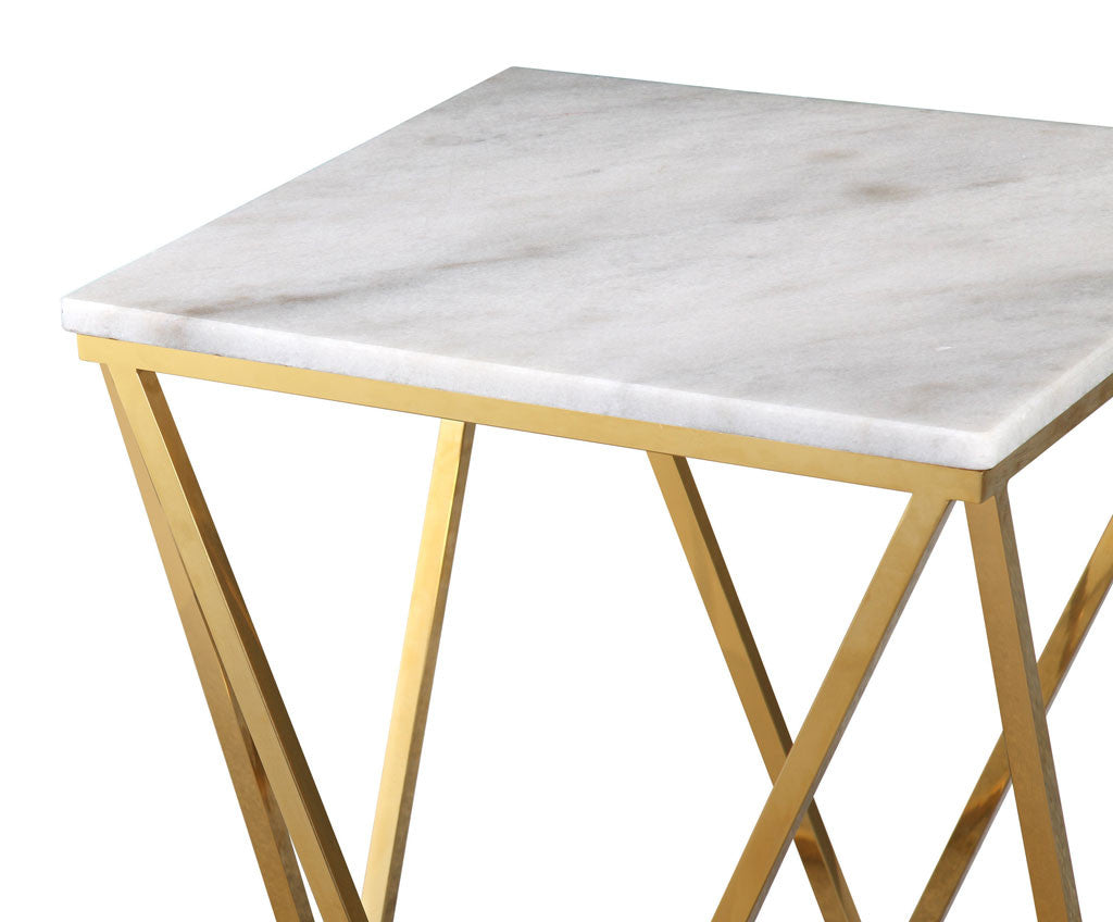 Leo Marble Side Table White