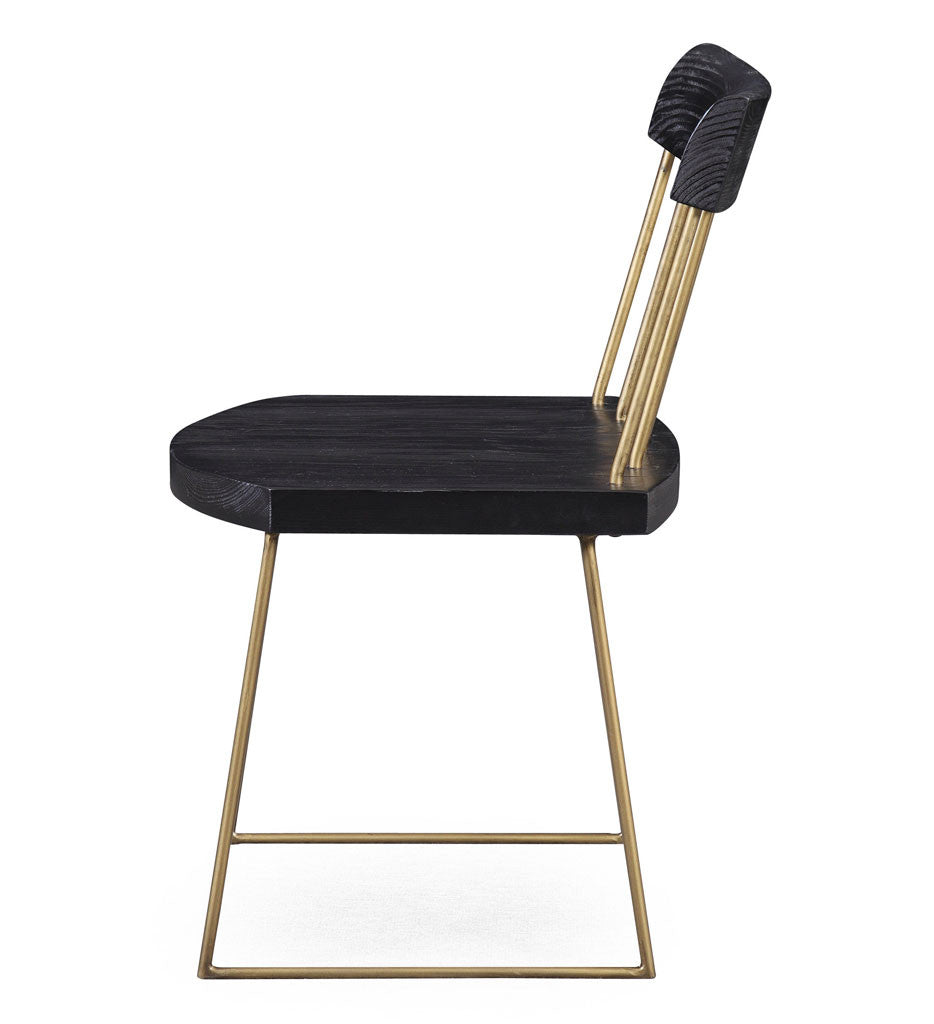 Memphis Pine Chair  Matte Black/Brush Brass (Set of 2)