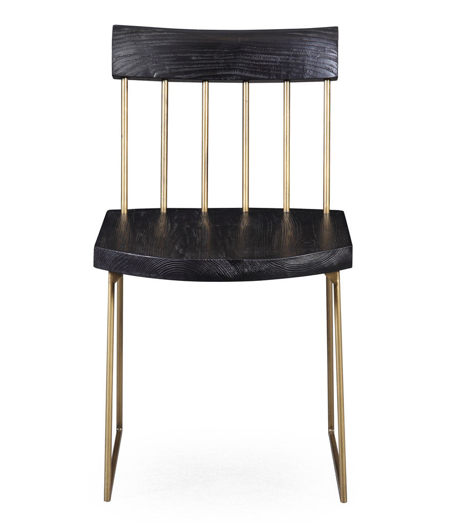 Memphis Pine Chair  Matte Black/Brush Brass (Set of 2)