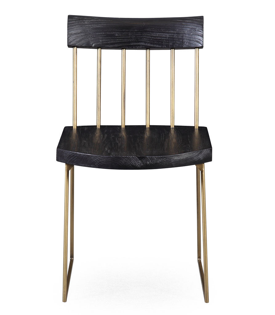 Memphis Pine Chair  Matte Black/Brush Brass (Set of 2)