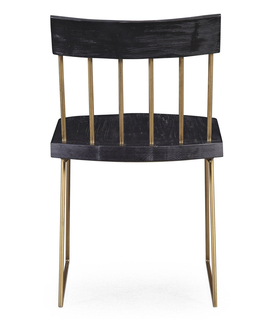 Memphis Pine Chair  Matte Black/Brush Brass (Set of 2)