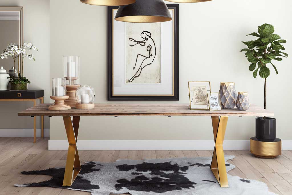 Leanne Dining Table Brown/Gold