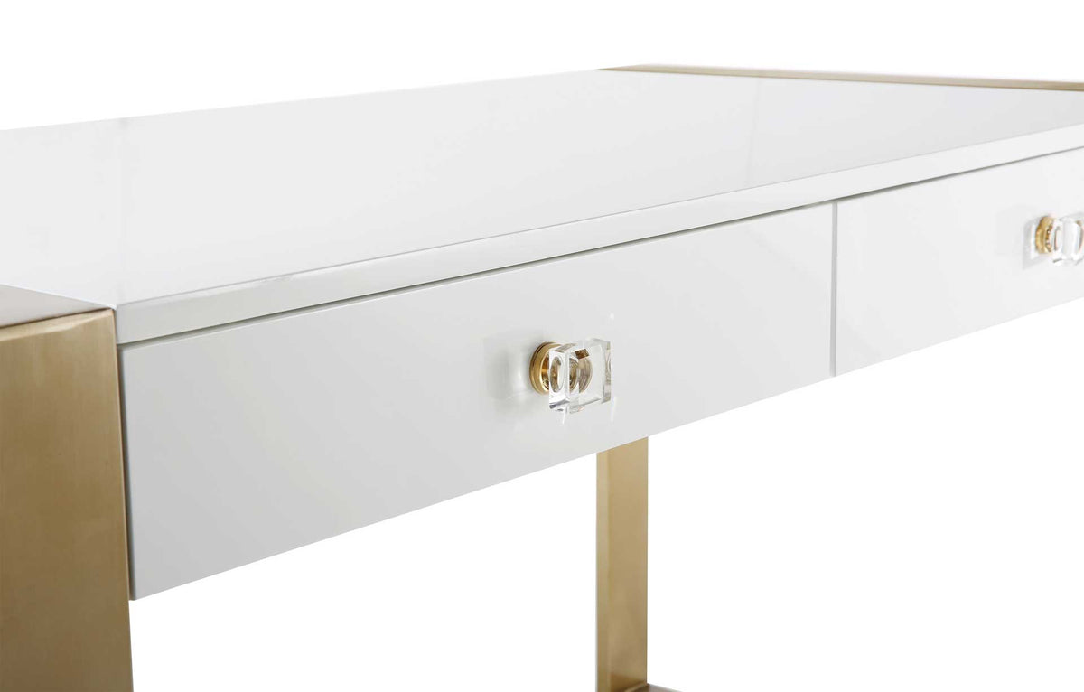 Kaira Writing Desk Gold/White