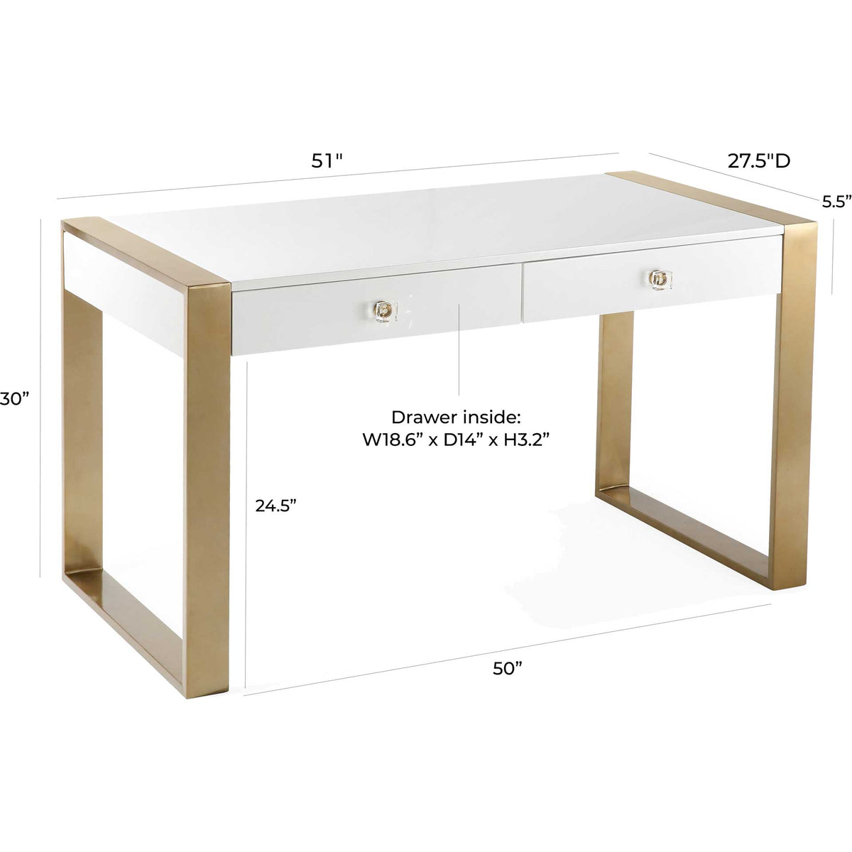 Kaira Writing Desk Gold/White