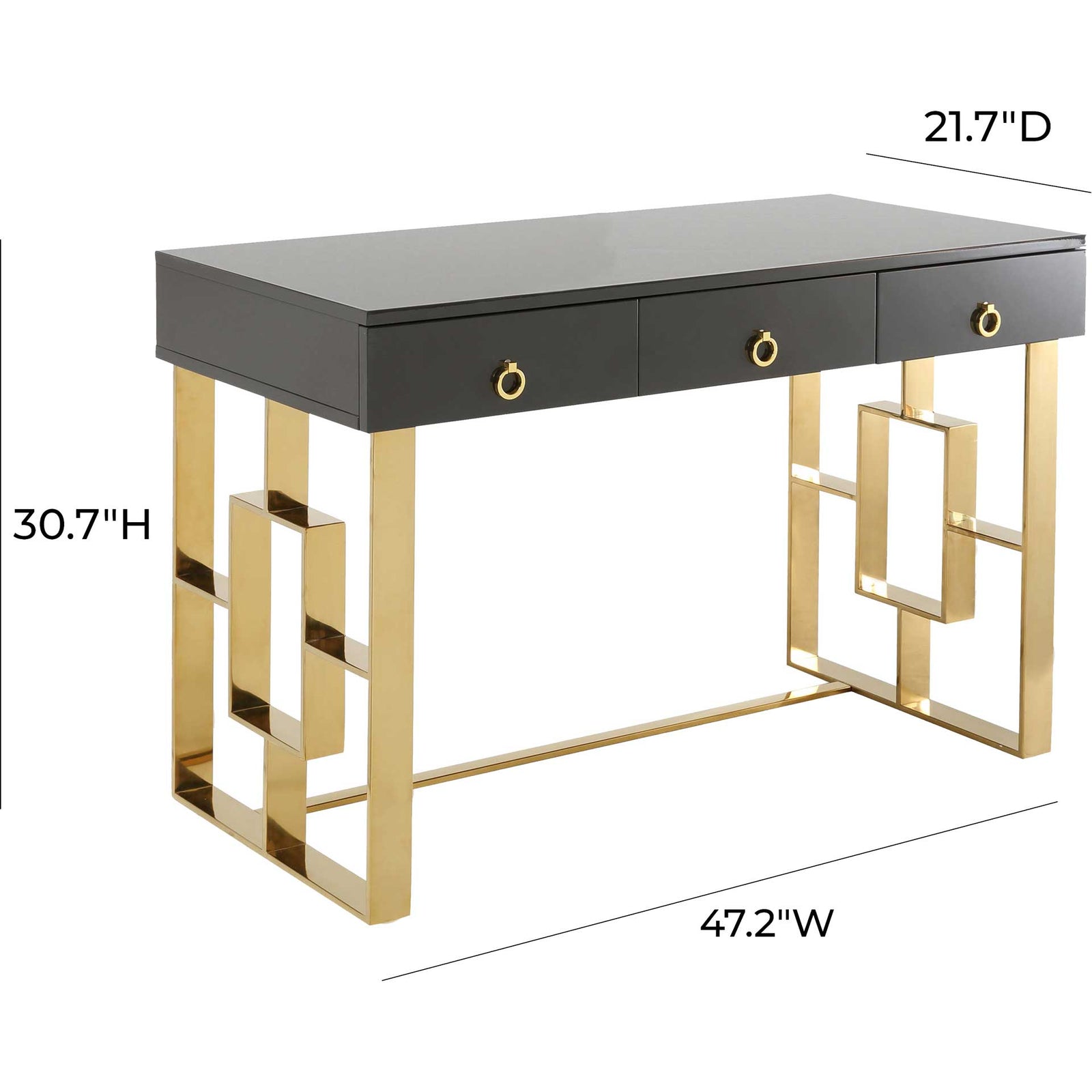 Audrina Lacquer Desk Gray