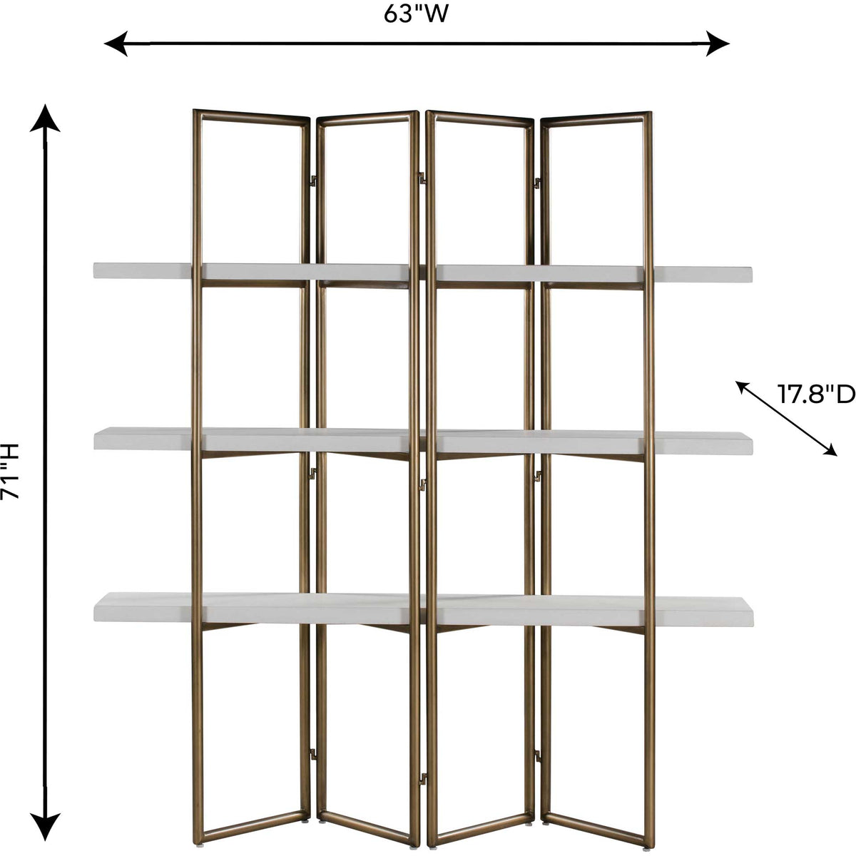 Kuthun Concrete Bookcase Brass/White