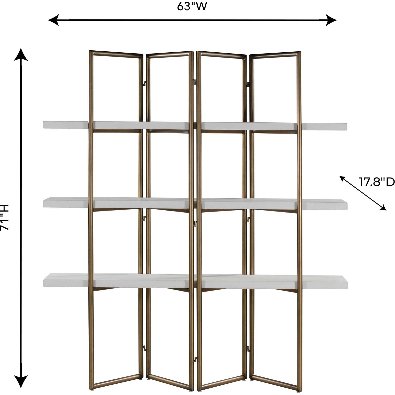 Kuthun Concrete Bookcase Brass/White