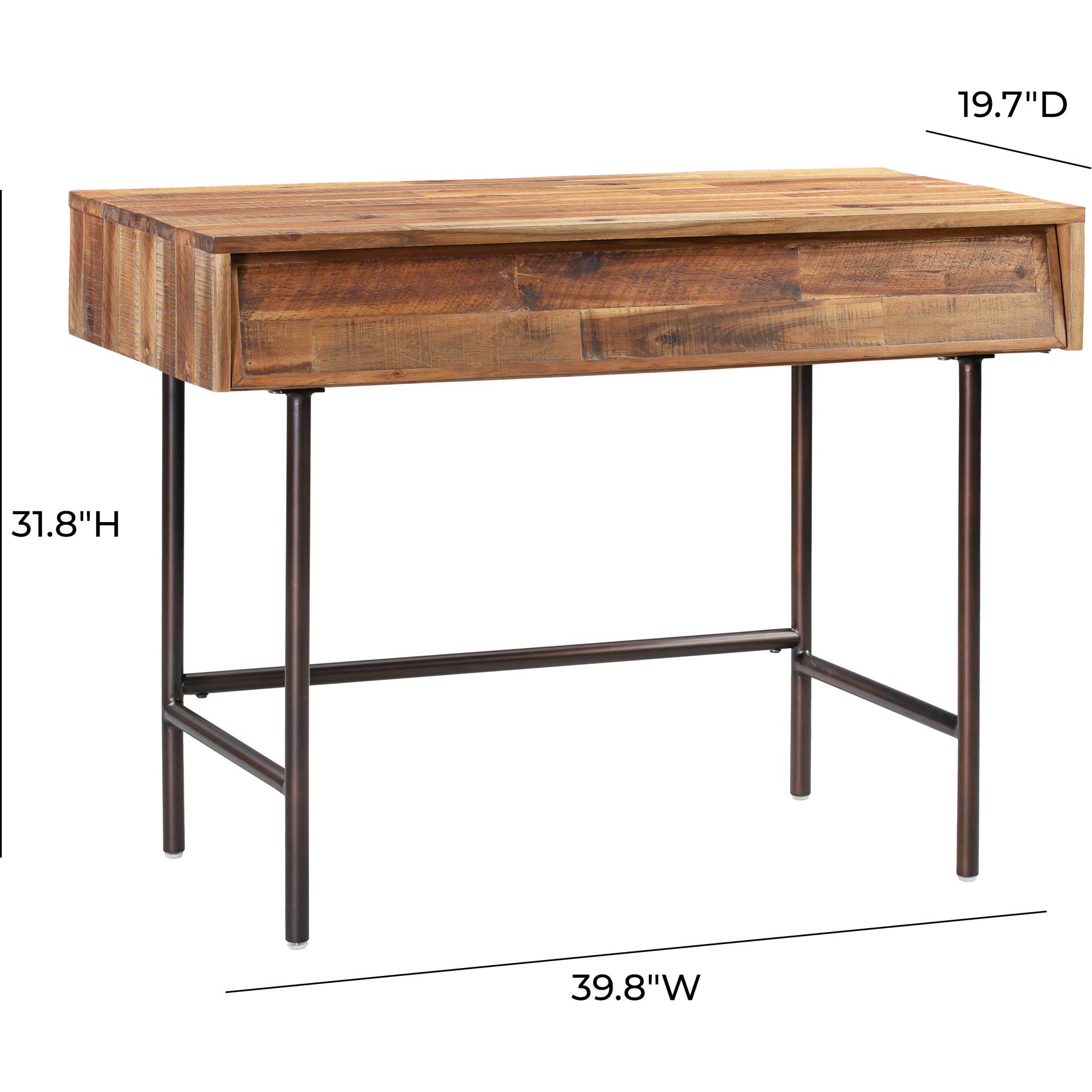 Boston Wooden Mini Desk Rustic/Dark Brown