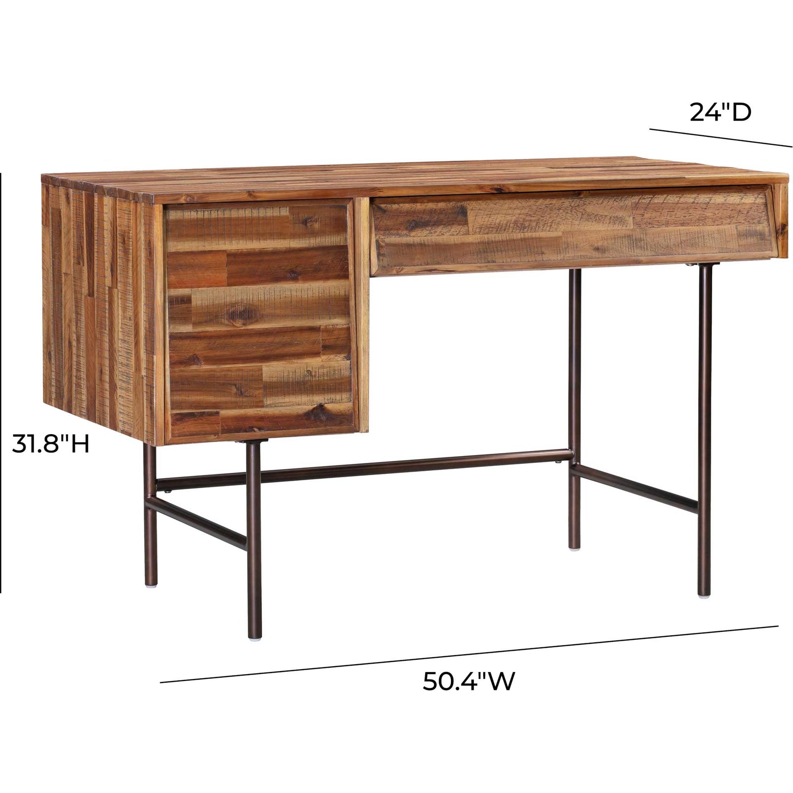 Boston Wooden Executive Desk Rustic/Dark Brown