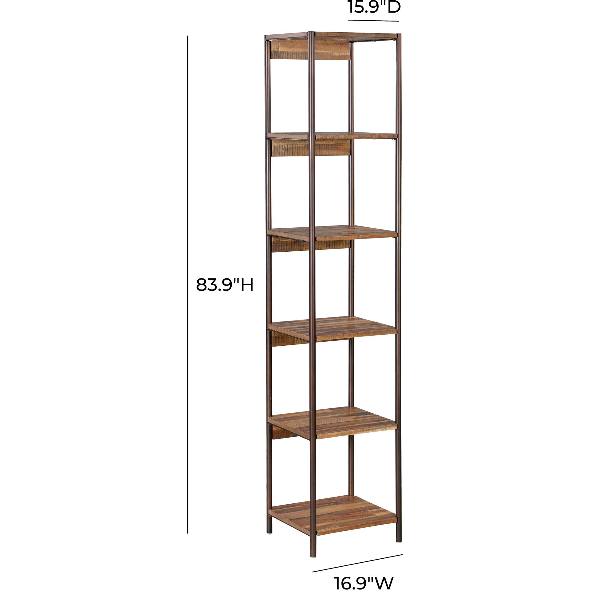 Boston Wooden Narrow Bookcase Rustic Acacia