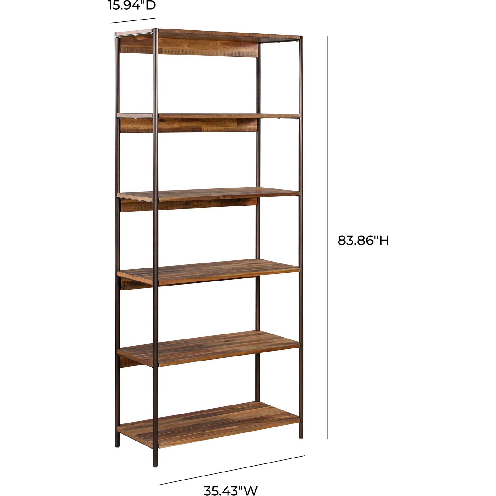 Boston Wooden Bookcase Rustic Acacia