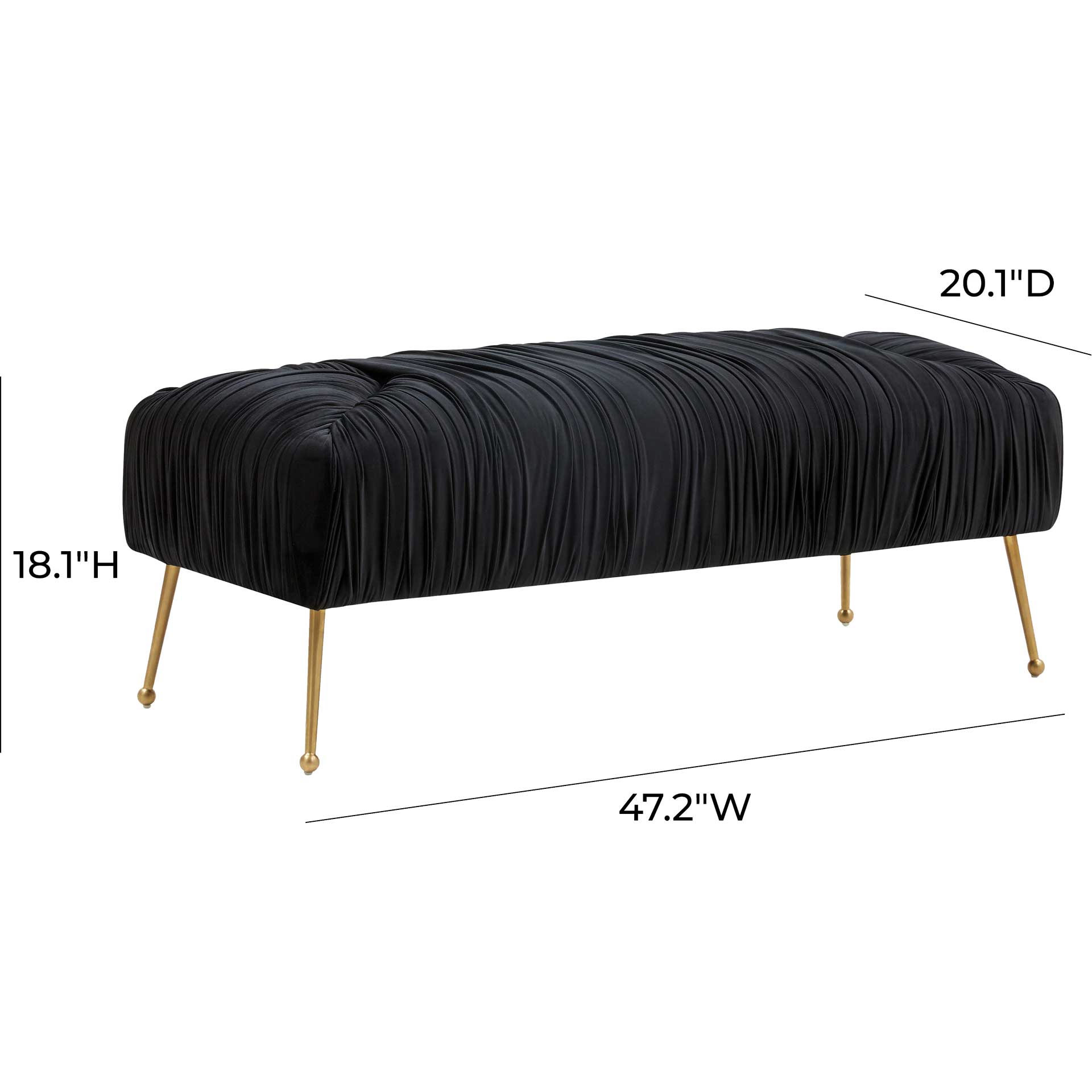 Jenesis Velvet Bench Black