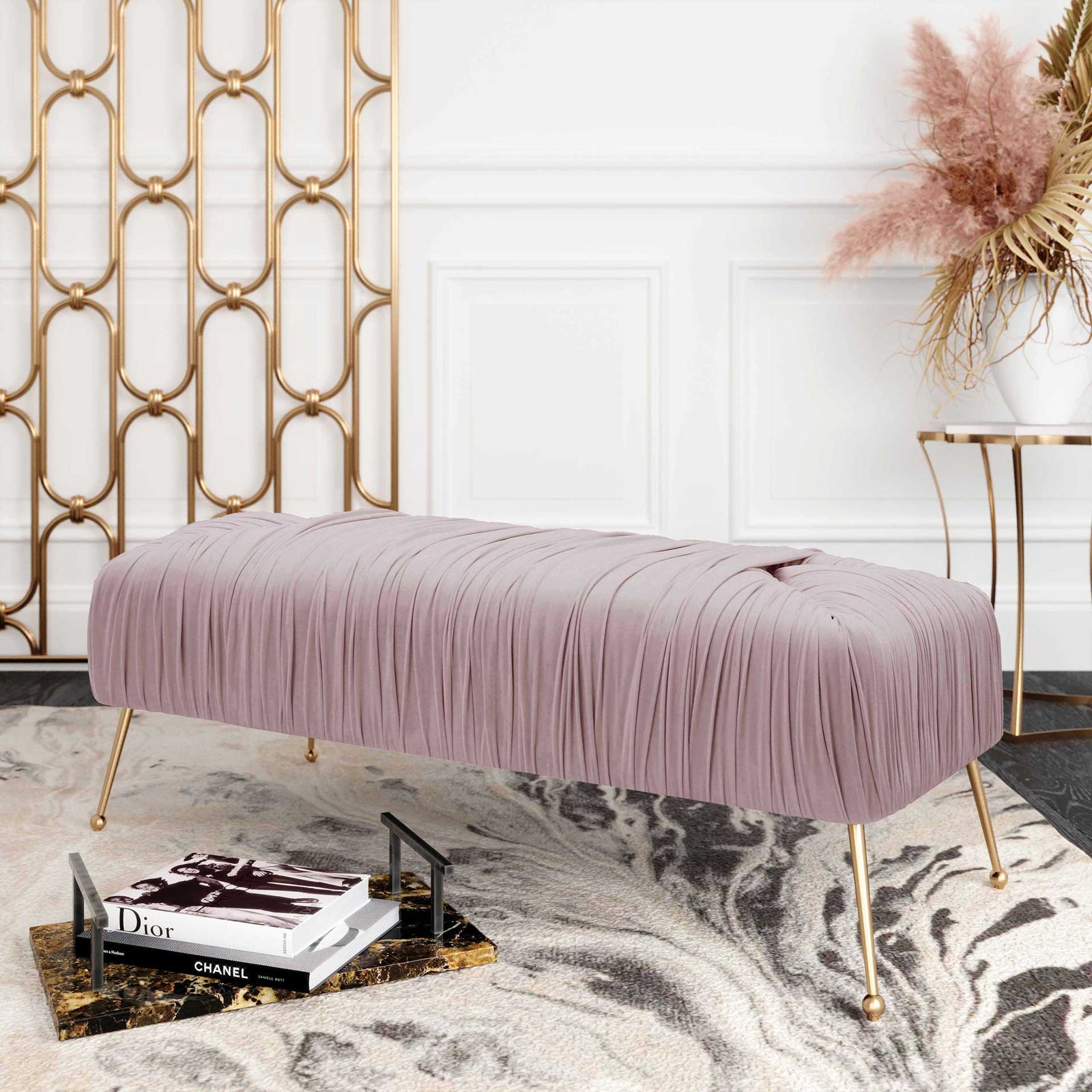 Jenesis Velvet Bench Mauve
