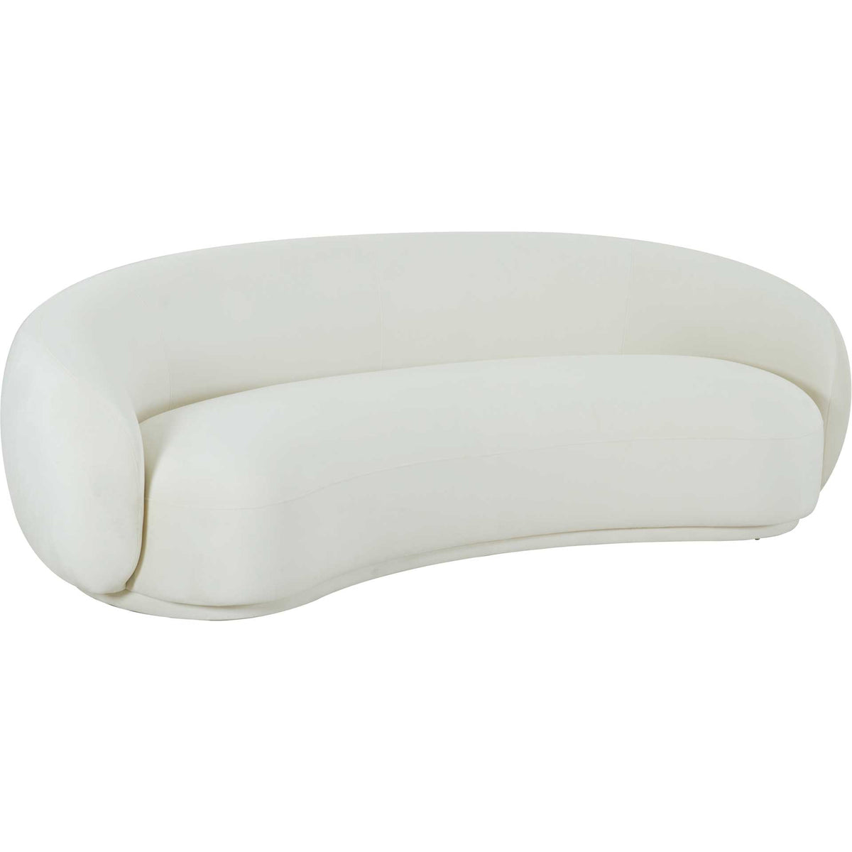 Cream velvet and rounded arms give this curved sofa a soft, sculptural presence || TOV-L44178 || front_angle_studio