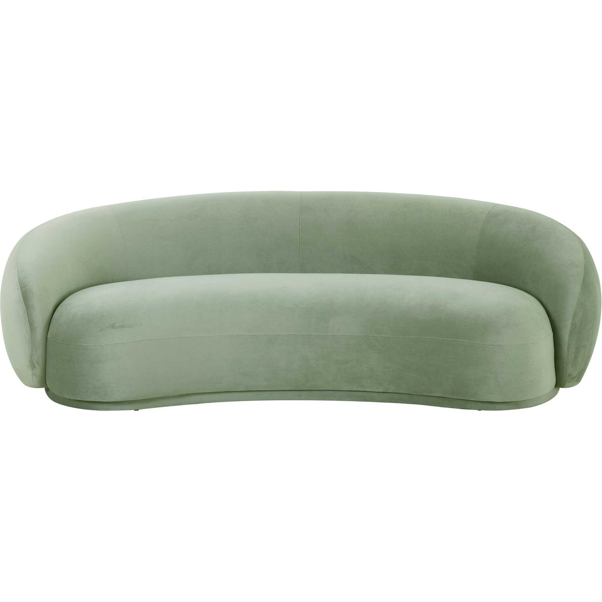 A generous bench seat and wraparound back give this moss green velvet sofa an inviting shape || TOV-L44220 || front_studio