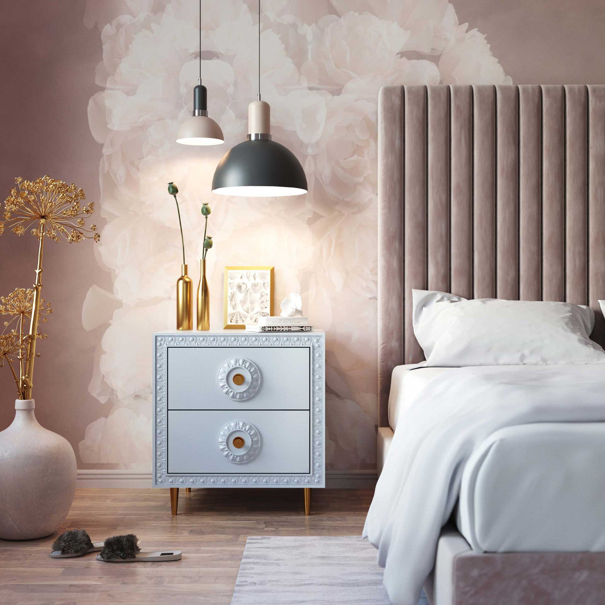 Bowie Lacquer Side Table Light Gray