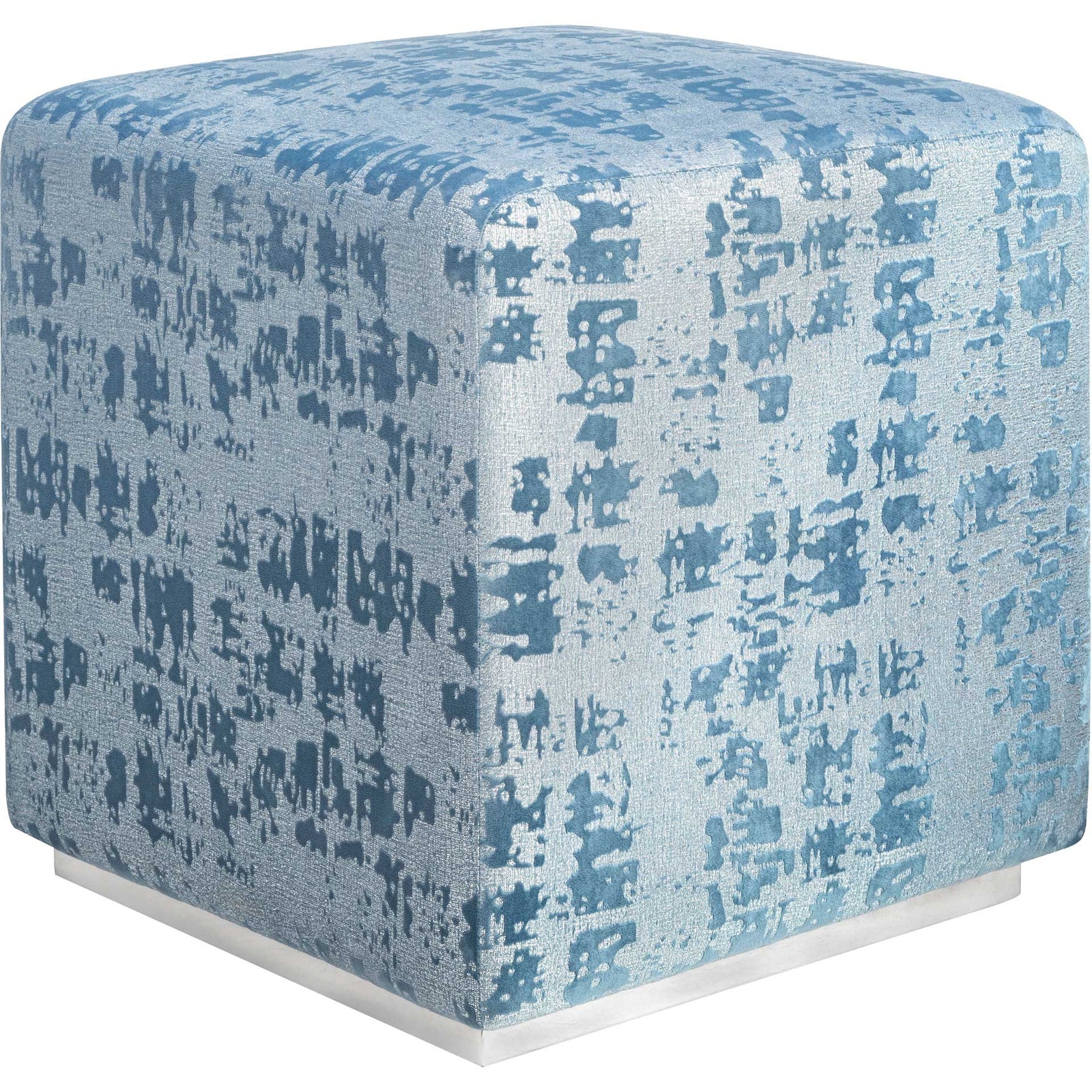 Kefton Textured Velvet Ottoman Blue
